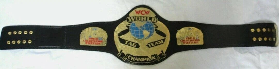 WCW World Championship Wrestling Tag Team Heavyweight Title Belt 2MM Brass - 100% Leather Strap - Free Shipping