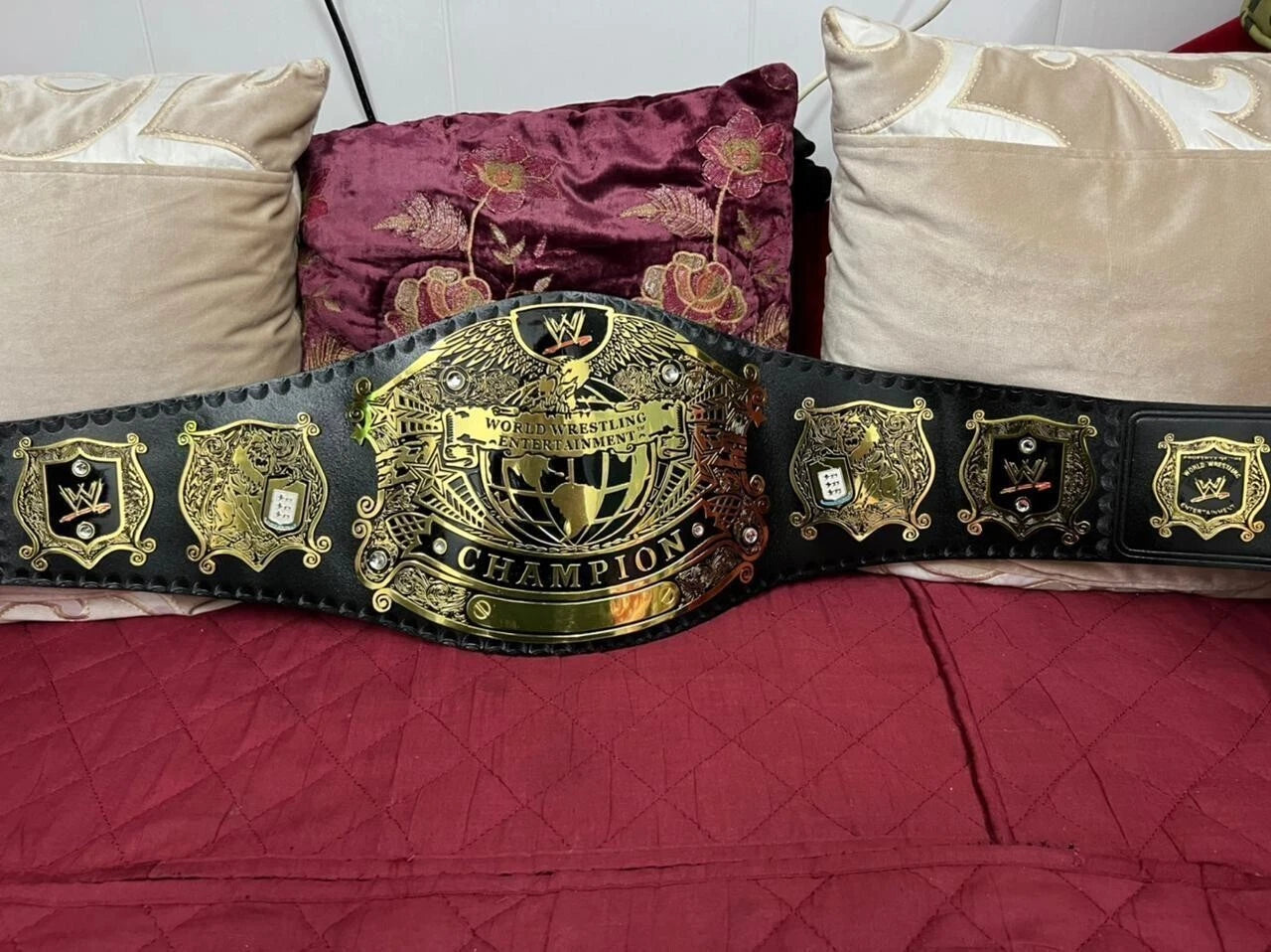 Old Undisputed Heavyweight Wrestling Championship Replica Belt 2mm Brass Plates
