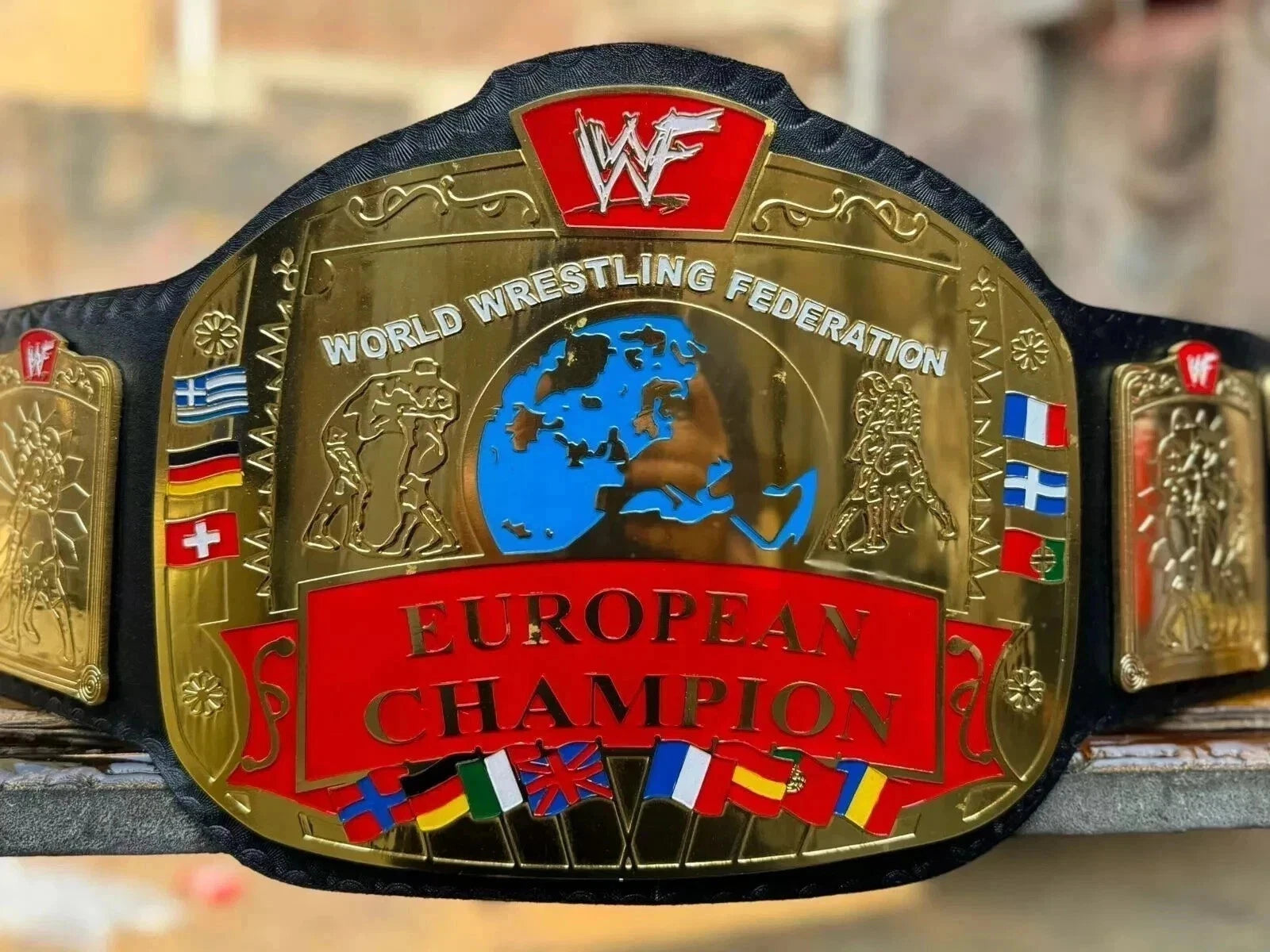 New European Wrestling Championship Replica Belt Adult Size 2MM Brass