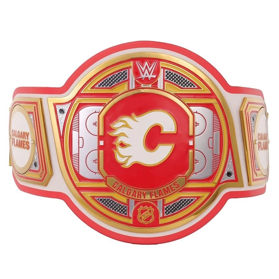 Calgary Flames NHL 2mm Championship Belt Gold Plated Real Leather