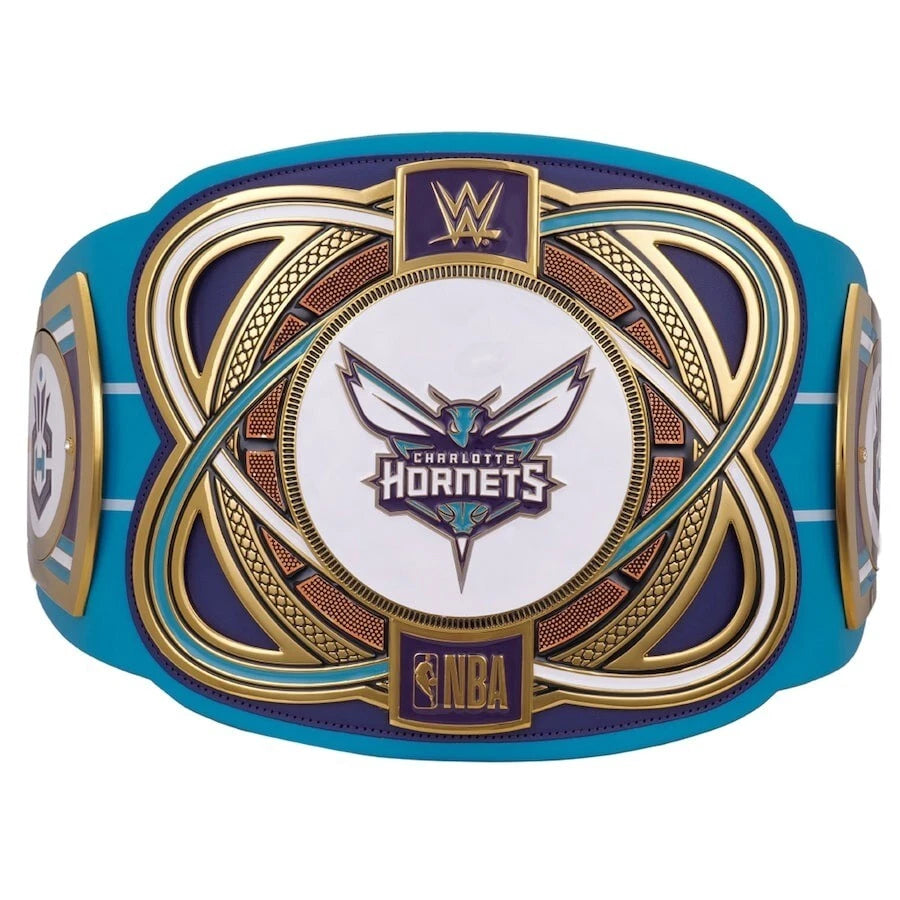 Charlotte Hornets NBA 2mm Championship Belt Gold Plated Real Leather