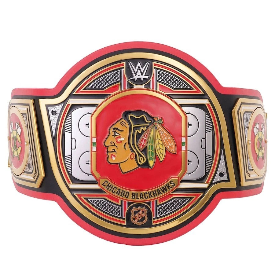 Chicago Blackhawks NHL 2mm Championship Belt Gold Plated Real Leather