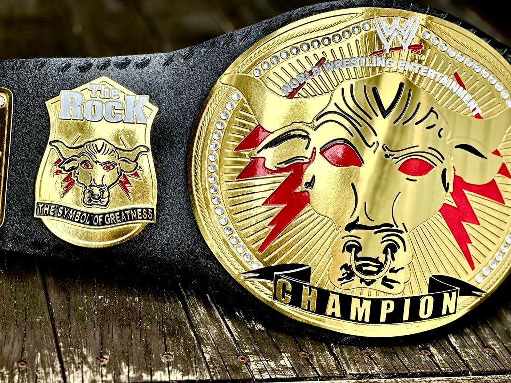 The Rock Brahma Bull Replica Championship Title Wrestling Belt 2MM Brass Adult size
