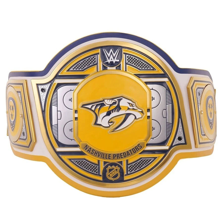 Nashville Predators NHL 2mm Championship Belt Gold Plated Real Leather