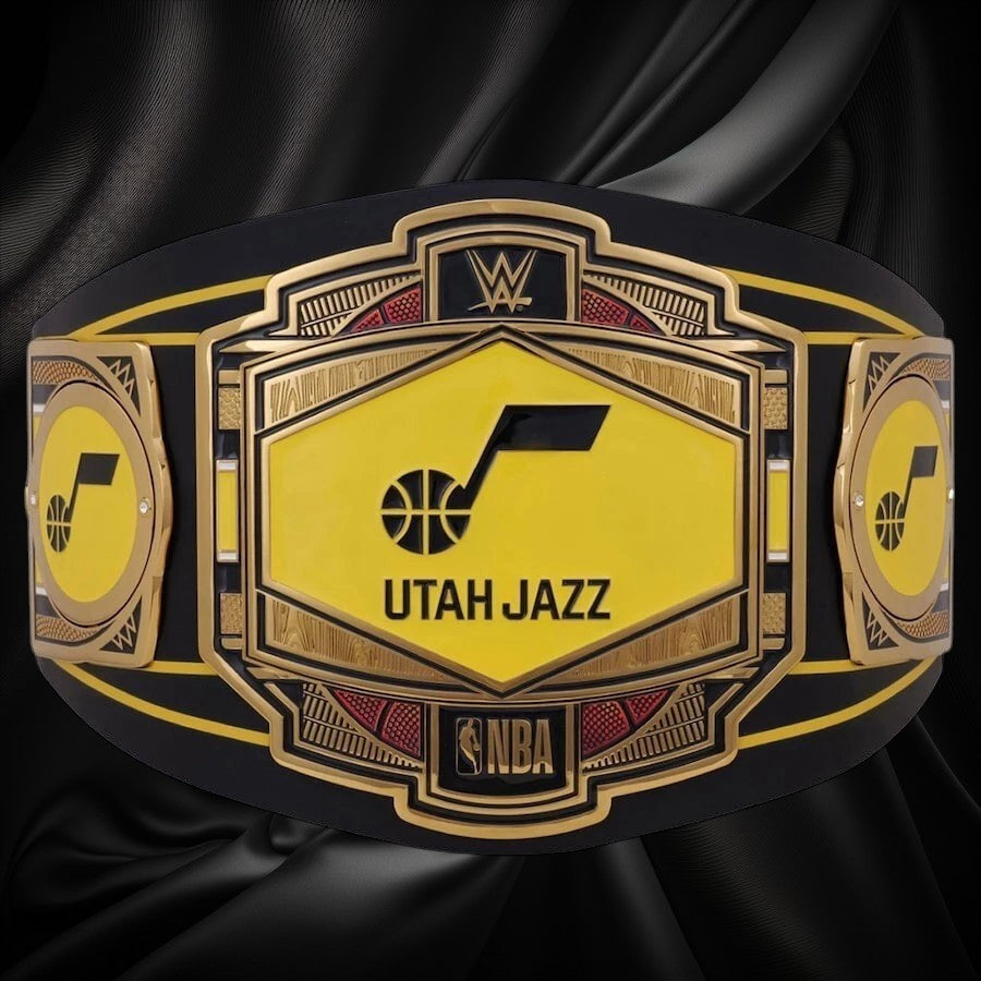 Utah Jazz NBA 2mm Championship Belt Gold Plated Real Leather
