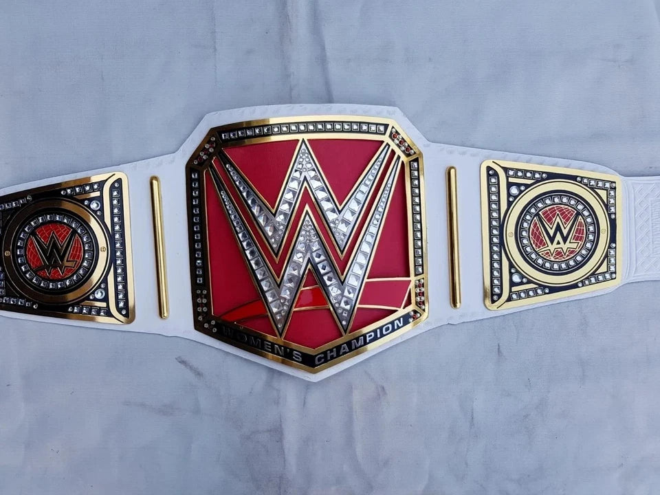 New RAW Women's Championship Title Belt - 2MM Brass, Red, Adult Size Replica