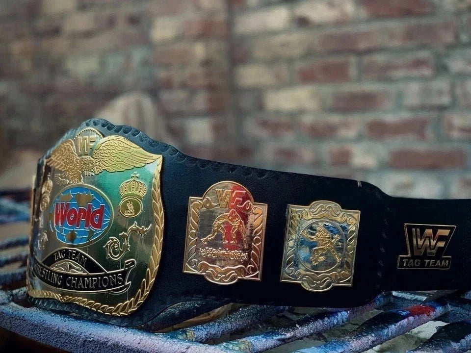 World Tag Team Dual Wrestling Championship Title Belt Brass 2mm Replica Belt Adult