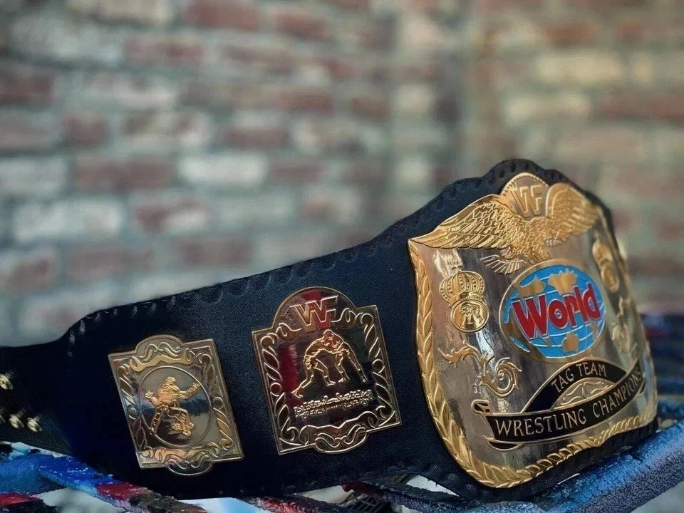 World Tag Team Dual Wrestling Championship Title Belt Brass 2mm Replica Belt Adult