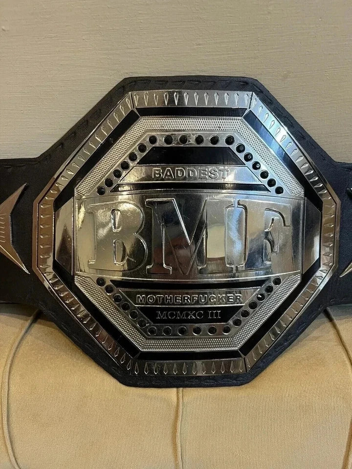 UFC BMF Replica Title Belt Championship Adult Size Brass Silver 2MM Leather