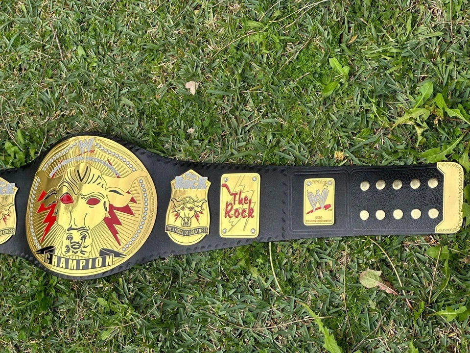 The Rock Brahma Bull Replica Championship Title Wrestling Belt 2MM Brass Adult size