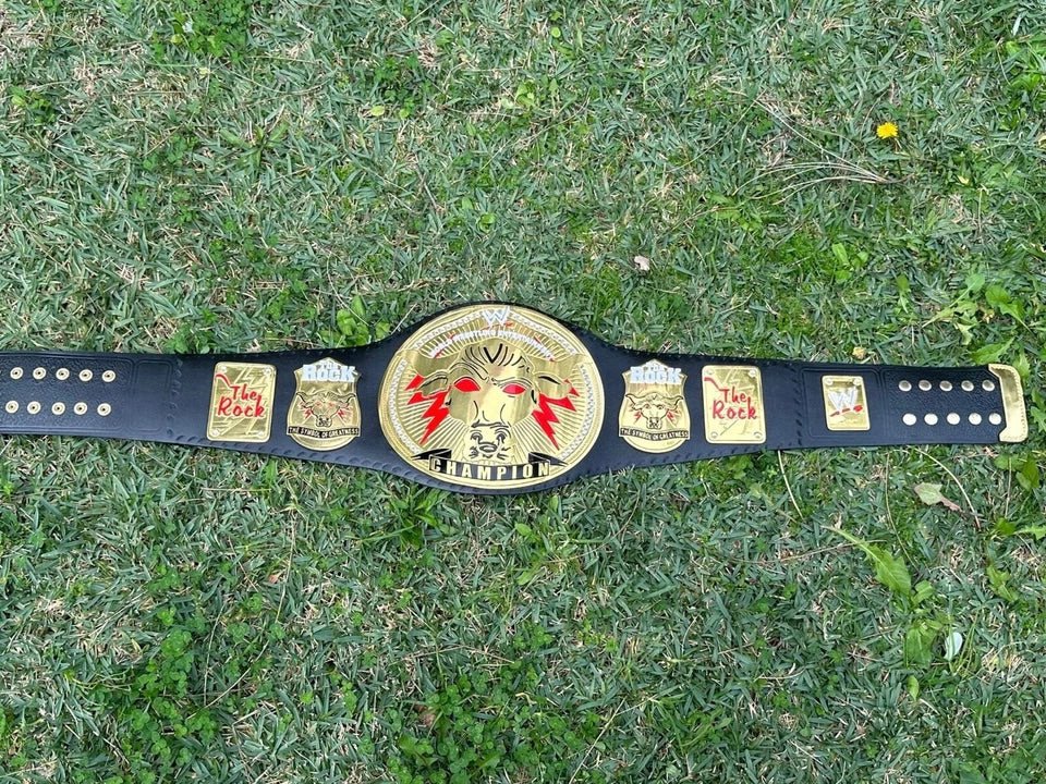 The Rock Brahma Bull Replica Championship Title Wrestling Belt 2MM Brass Adult size