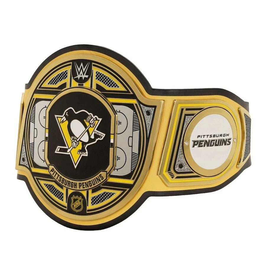 Pittsburgh Penguins NHL 2mm Championship Belt Gold Plated Real Leather