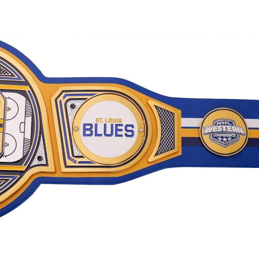 St. Louis Blues NHL 2mm Championship Belt Gold Plated Real Leather