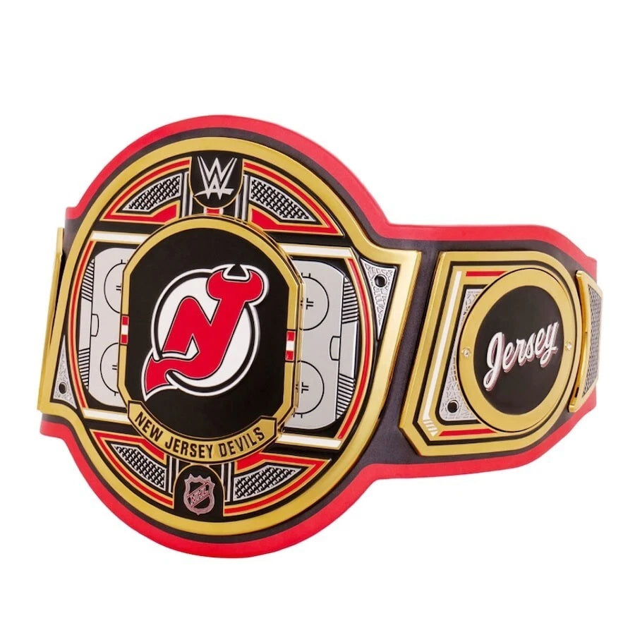New Jersey Devils NHL 2mm Championship Belt Gold Plated Real Leather