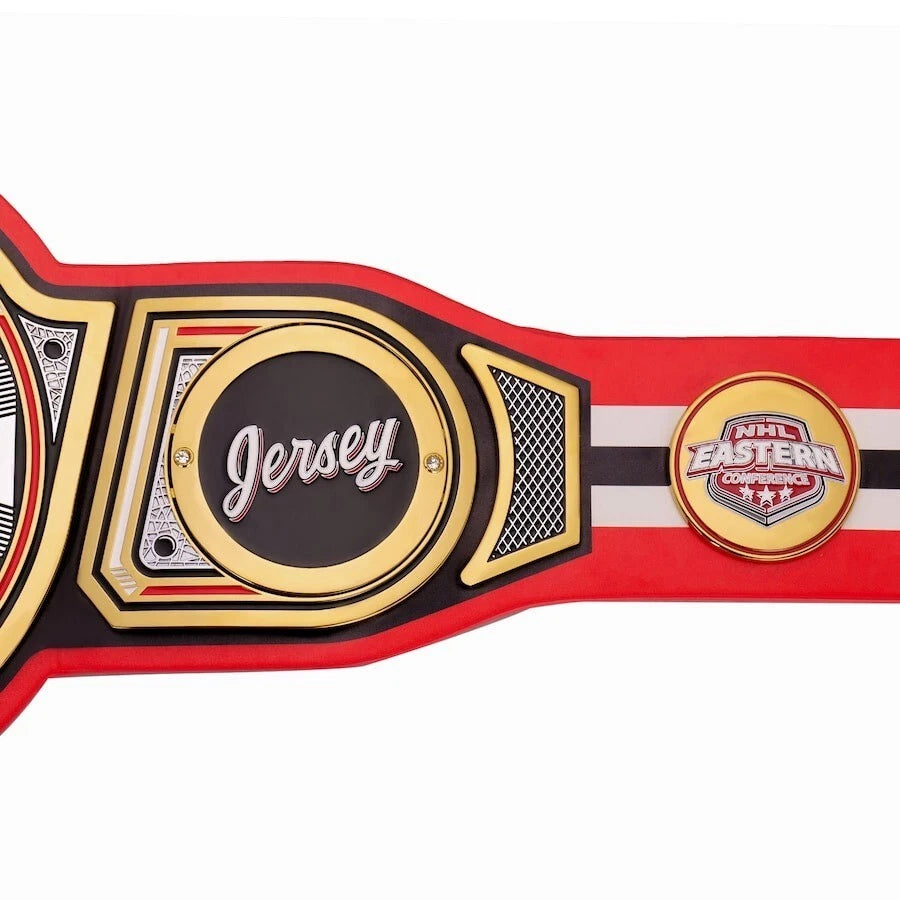 New Jersey Devils NHL 2mm Championship Belt Gold Plated Real Leather