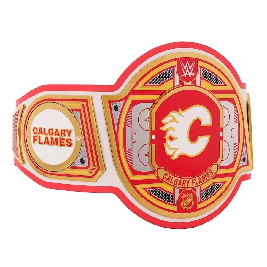 Calgary Flames NHL 2mm Championship Belt Gold Plated Real Leather