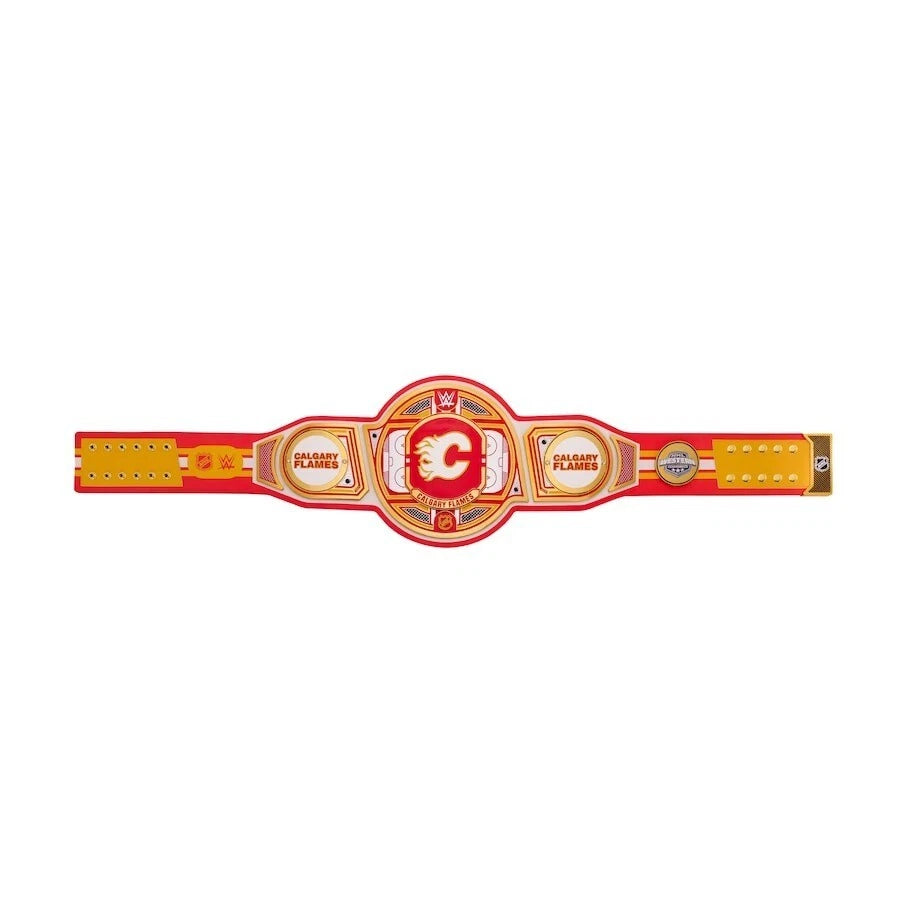 Calgary Flames NHL 2mm Championship Belt Gold Plated Real Leather