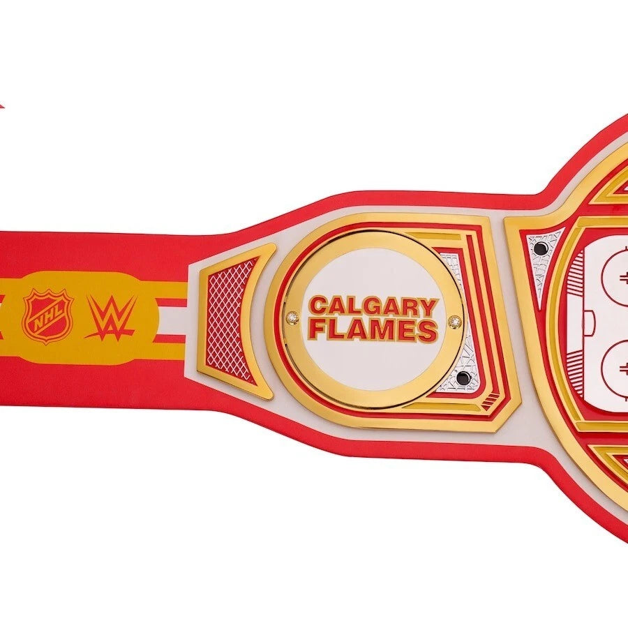 Calgary Flames NHL 2mm Championship Belt Gold Plated Real Leather