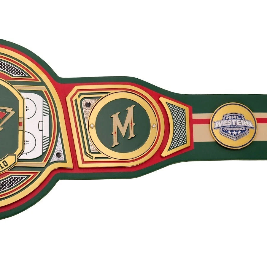 Minnesota Wild NHL 2mm Championship Belt Gold Plated Real Leather
