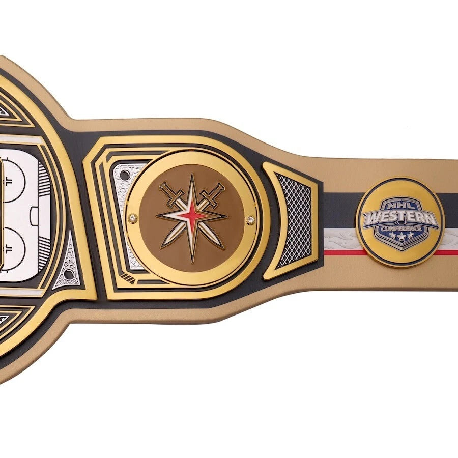 Vegas Golden Knights NHL 2mm Championship Belt Gold Plated Real Leather