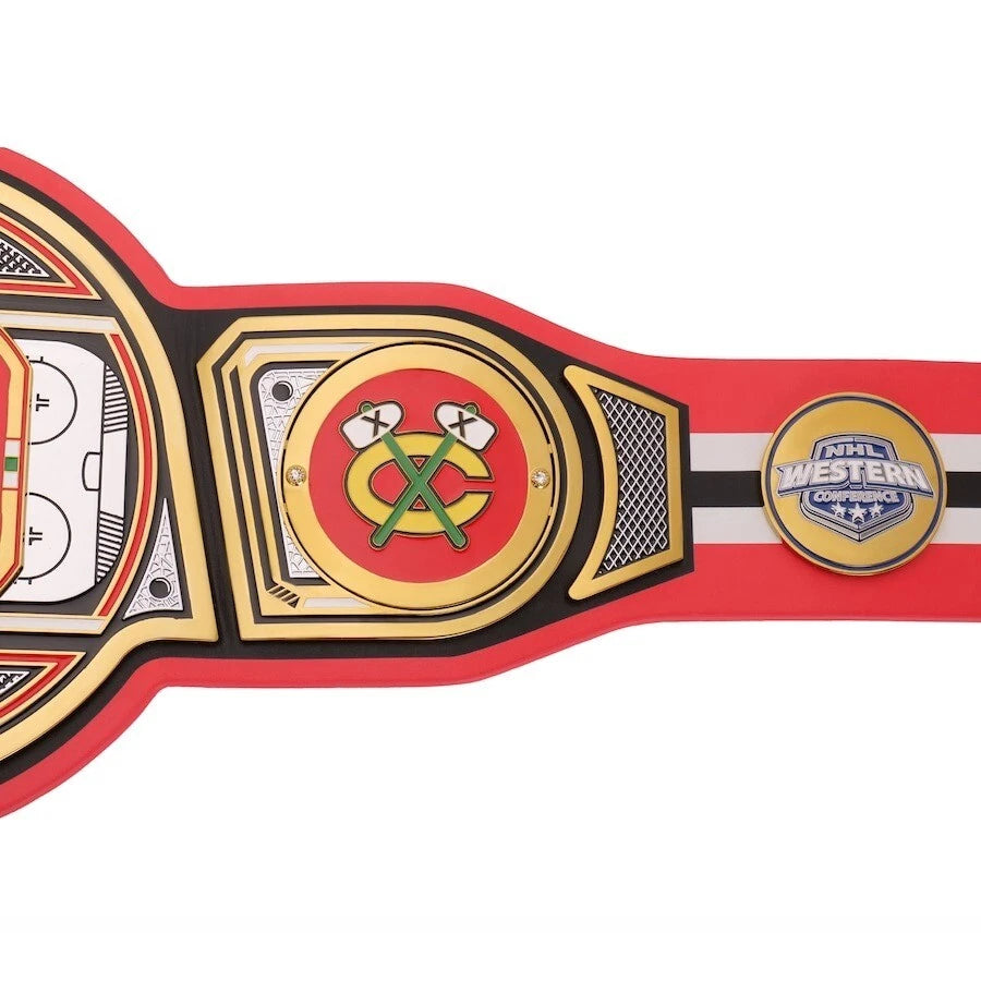 Chicago Blackhawks NHL 2mm Championship Belt Gold Plated Real Leather