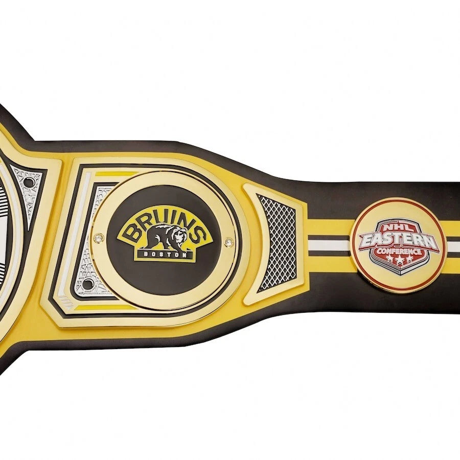 Boston Bruins NHL 2mm Championship Belt Gold Plated Real Leather