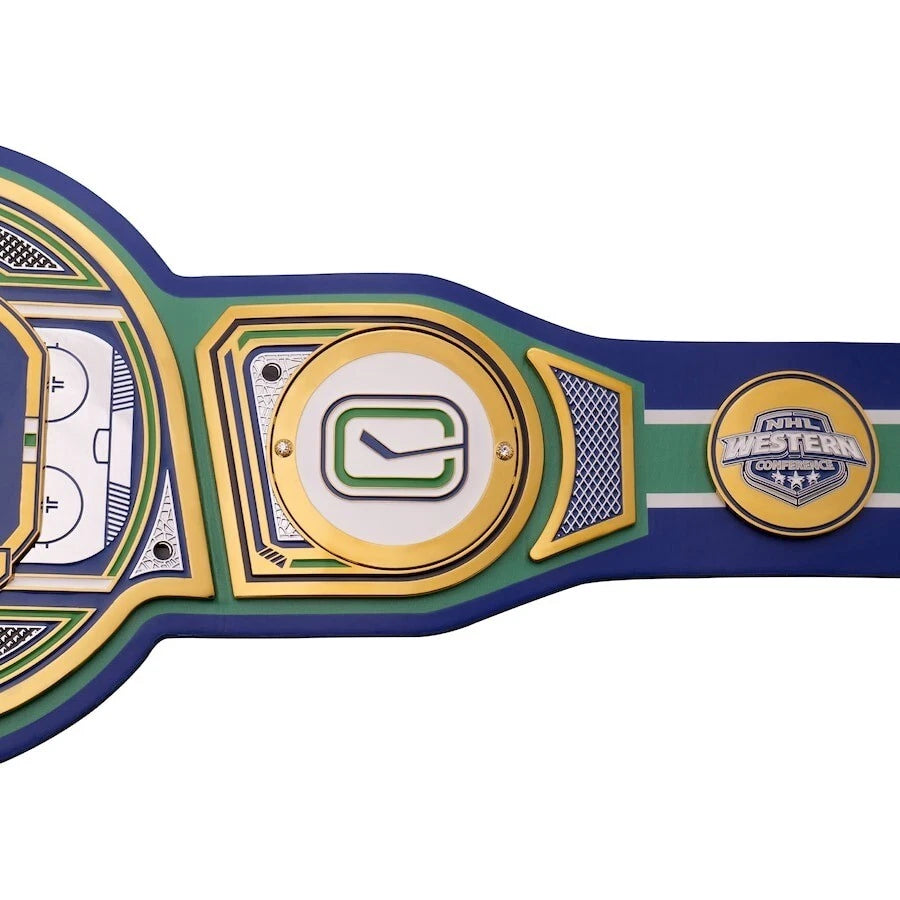 Vancouver Canucks NHL 2mm Championship Belt Gold Plated Real Leather
