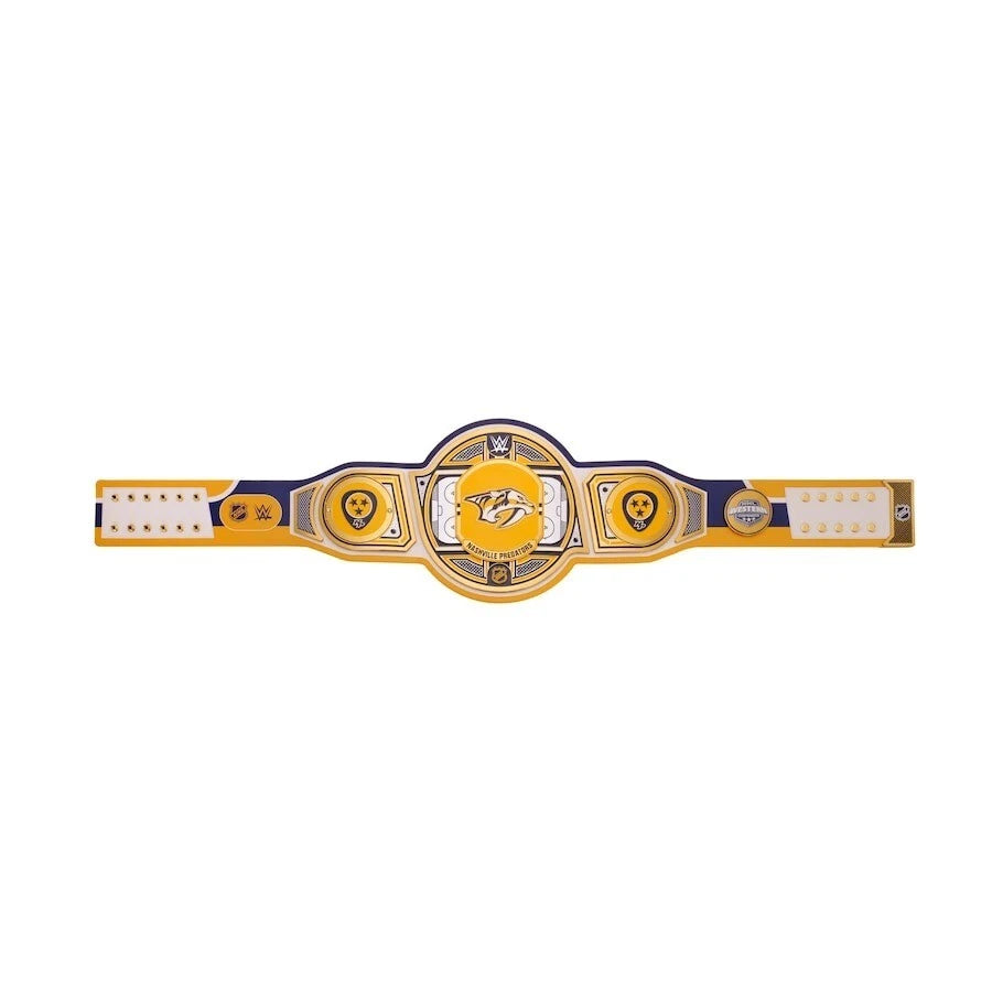 Nashville Predators NHL 2mm Championship Belt Gold Plated Real Leather