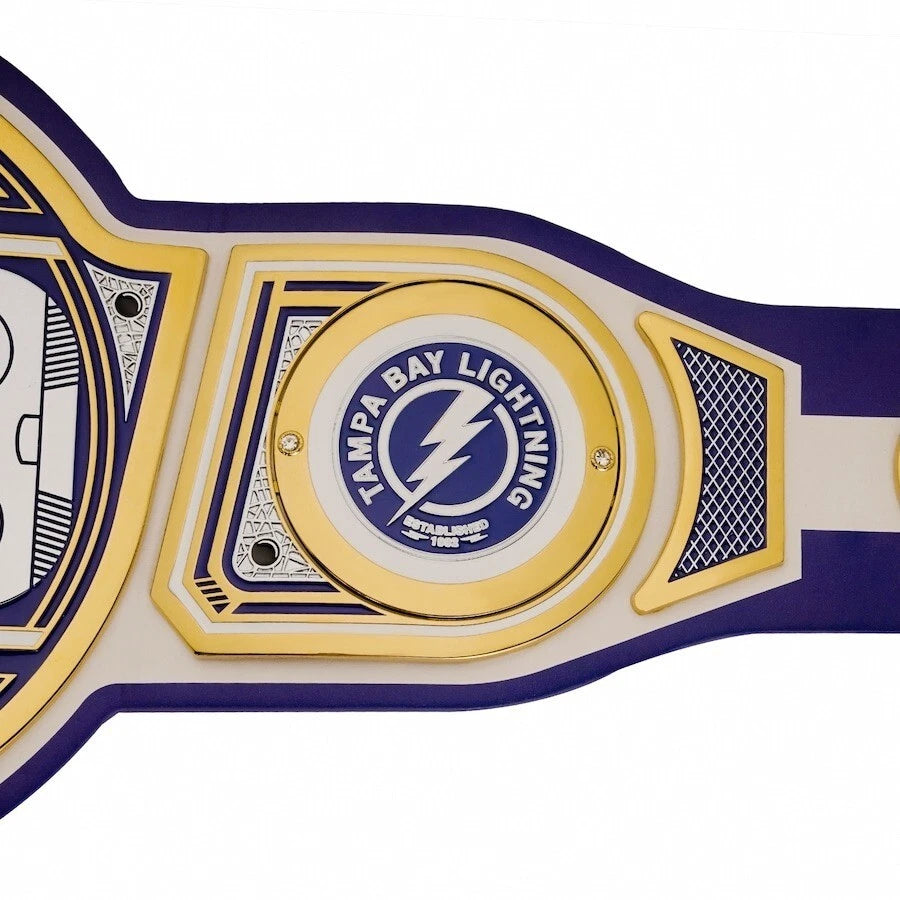 Tampa Bay Lightning NHL 2mm Championship Belt Gold Plated Real Leather
