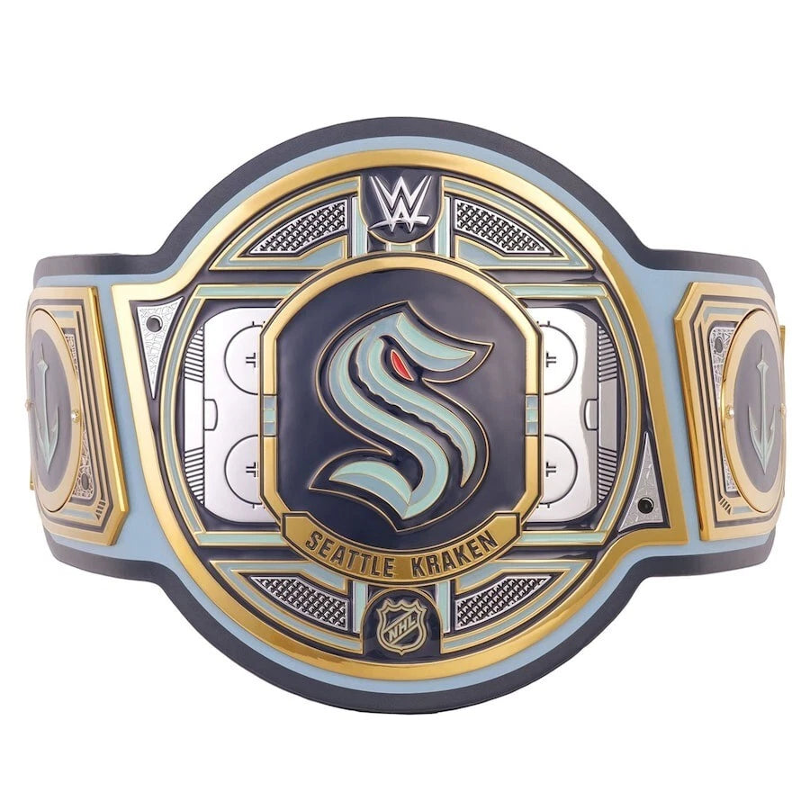 Seattle Kraken NHL 2mm Championship Belt Gold Plated Real Leather