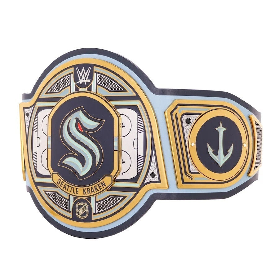 Seattle Kraken NHL 2mm Championship Belt Gold Plated Real Leather