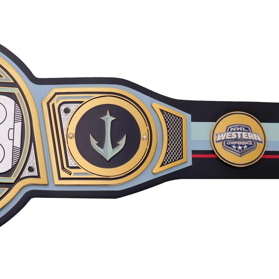 Seattle Kraken NHL 2mm Championship Belt Gold Plated Real Leather