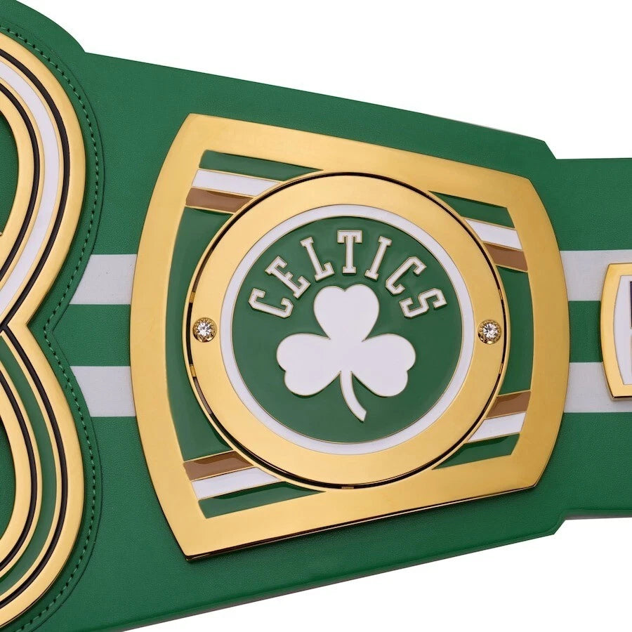 Boston Celtics NBA 2mm Championship Belt Gold Plated Real Leather