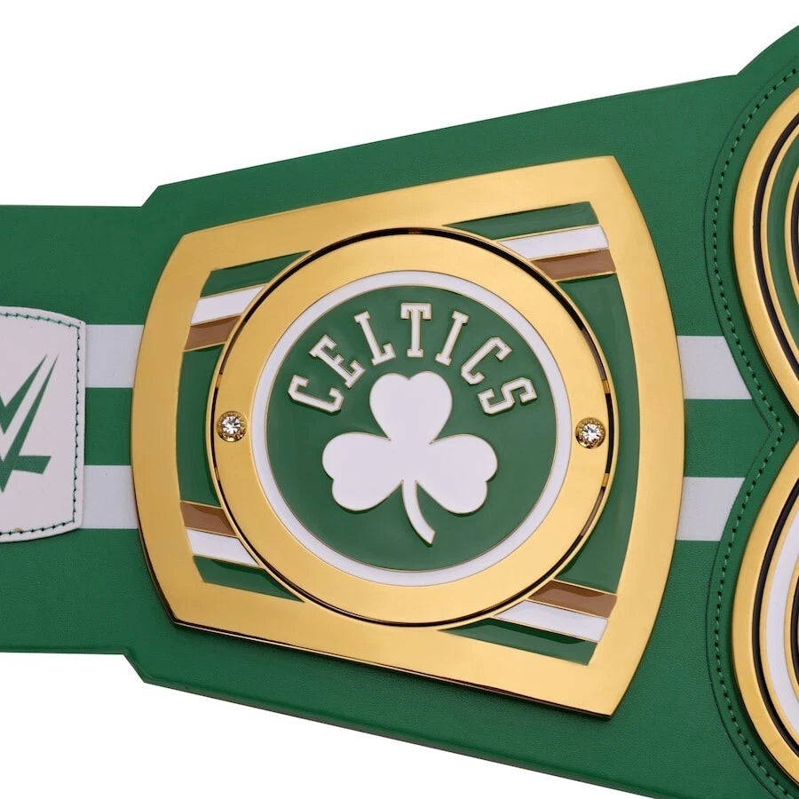 Boston Celtics NBA 2mm Championship Belt Gold Plated Real Leather