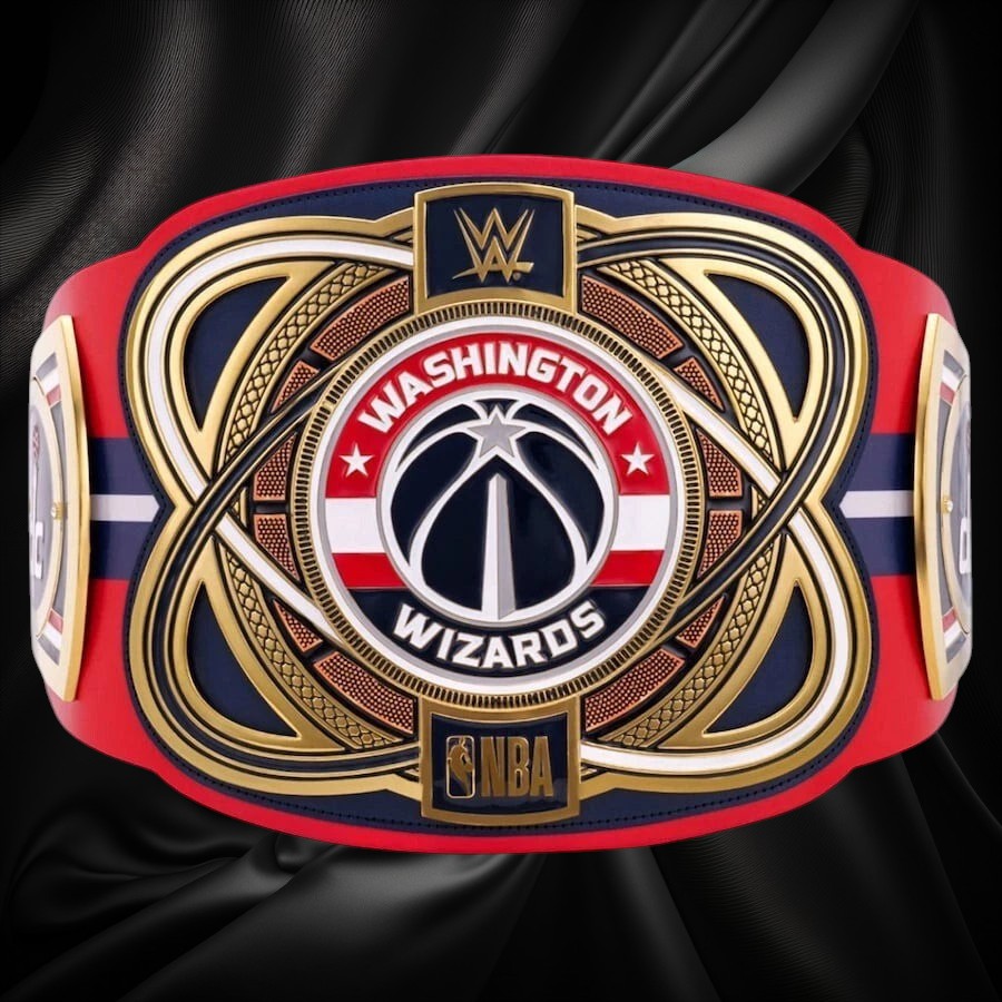 Washington Wizards NBA 2mm Championship Belt Gold Plated Real Leather