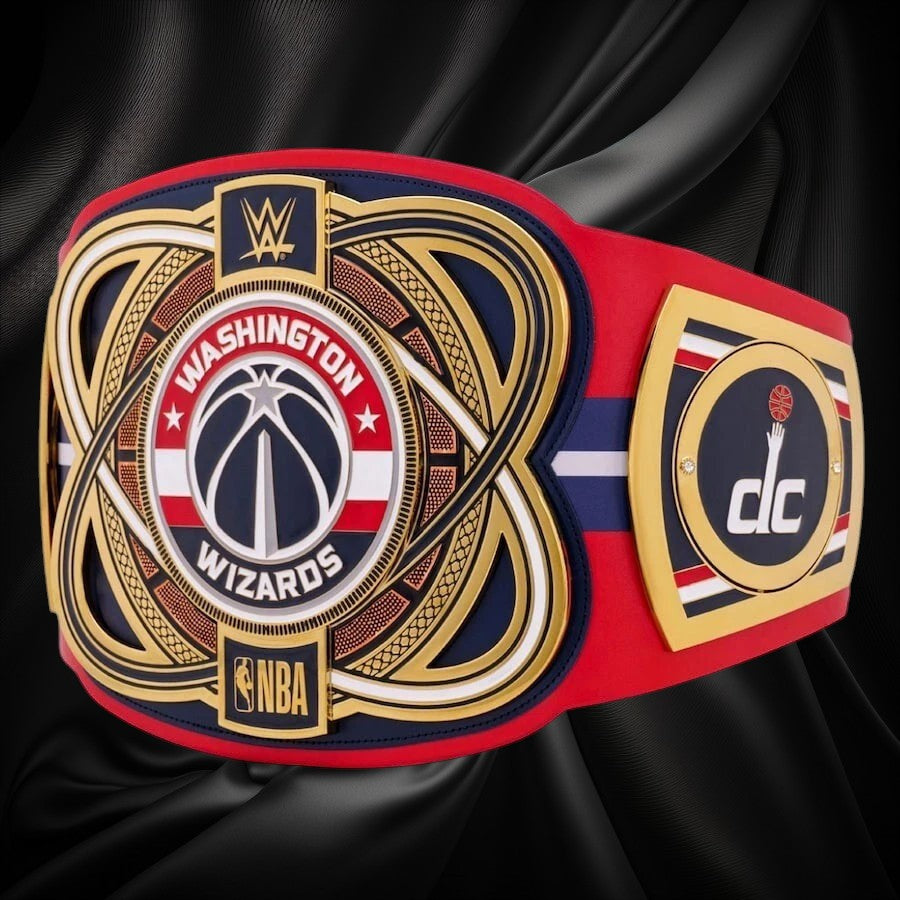 Washington Wizards NBA 2mm Championship Belt Gold Plated Real Leather