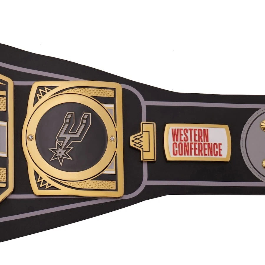 San Antonio Spurs NBA 2mm Championship Belt Gold Plated Real Leather