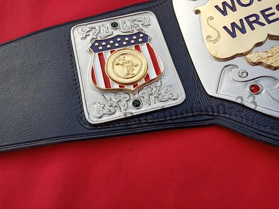 AWA WORLD HEAVYWEIGHT WRESTLING CHAMPION BELT 4MM ZINC 2 LAYER $ DUAL PLATED