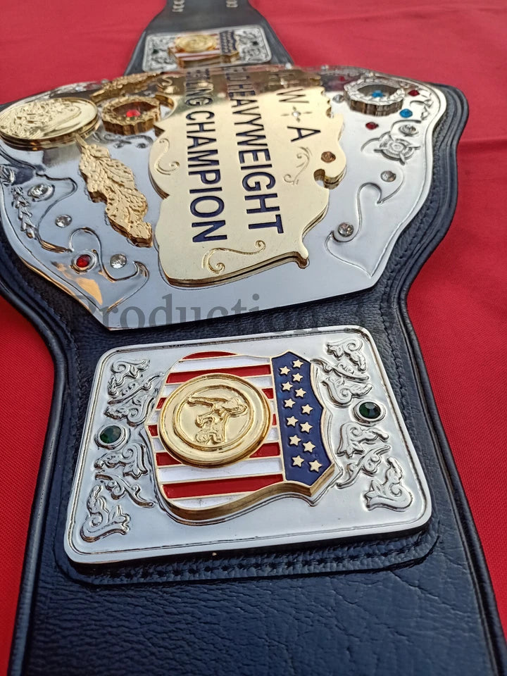 AWA WORLD HEAVYWEIGHT WRESTLING CHAMPION BELT 4MM ZINC 2 LAYER $ DUAL PLATED