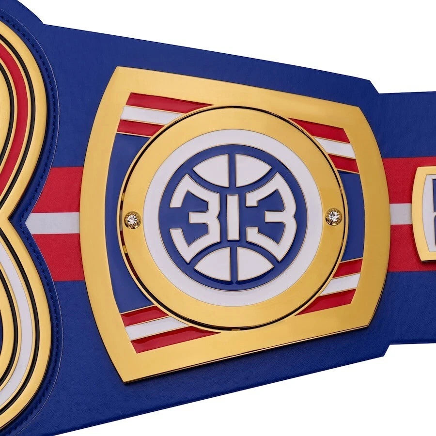 Detroit Pistons NBA 2mm Championship Belt Gold Plated Real Leather