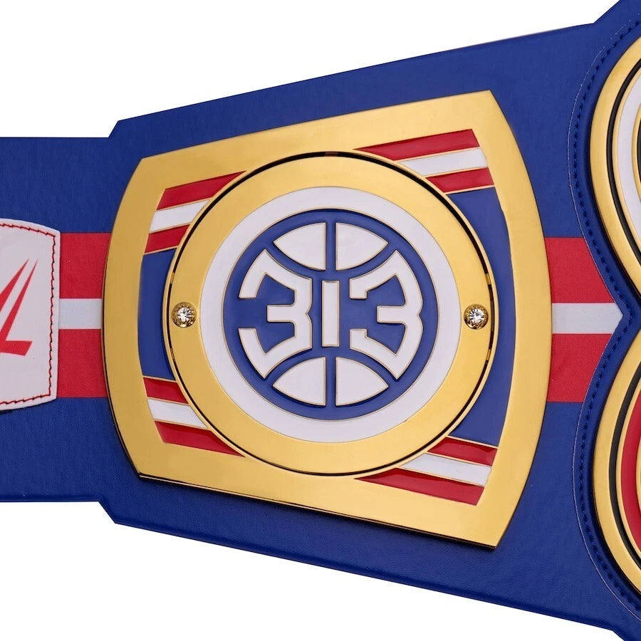 Detroit Pistons NBA 2mm Championship Belt Gold Plated Real Leather