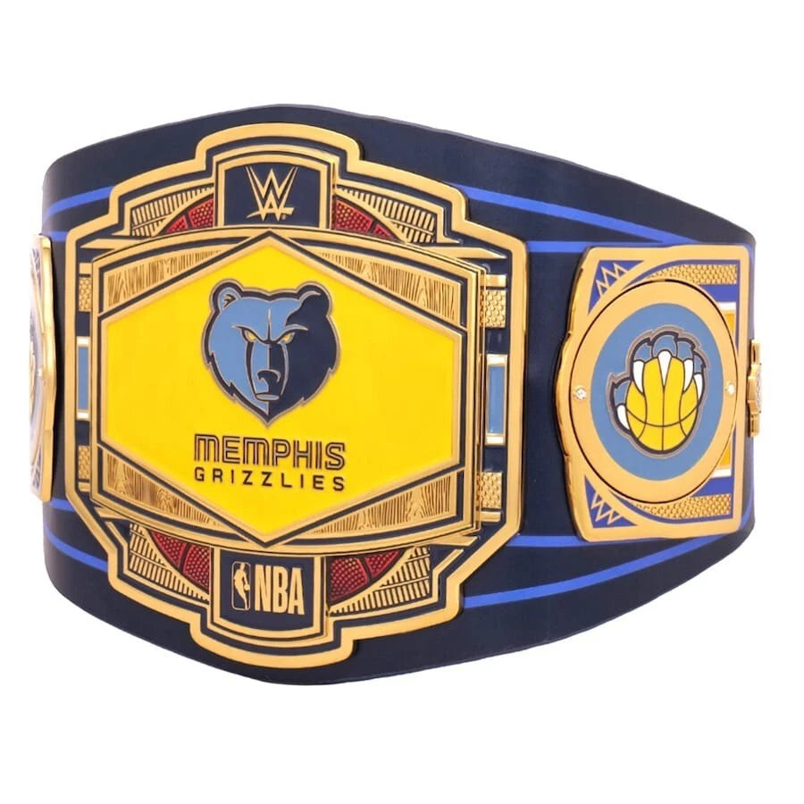 Memphis Grizzlies NBA 2mm Championship Belt Gold Plated Real Leather