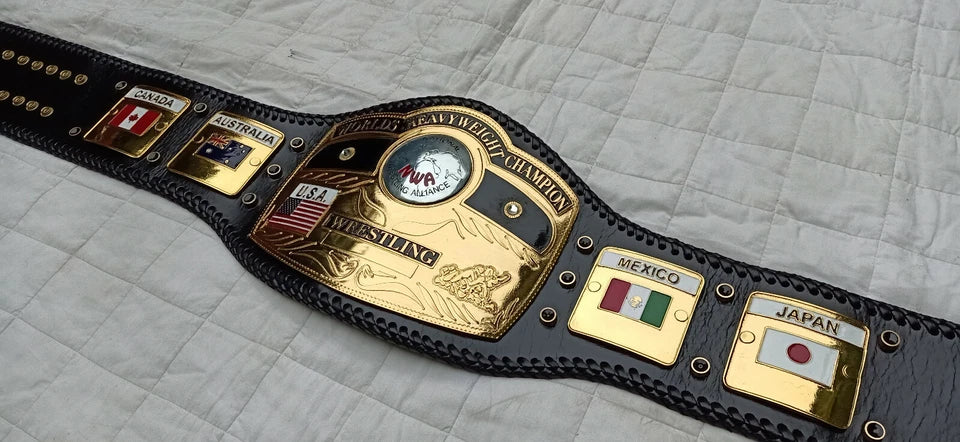 NWA DOM GLOBE WORLDS HEAVYWEIGHT CHAMPION WRESTLING BELT 4MM IN ZINC