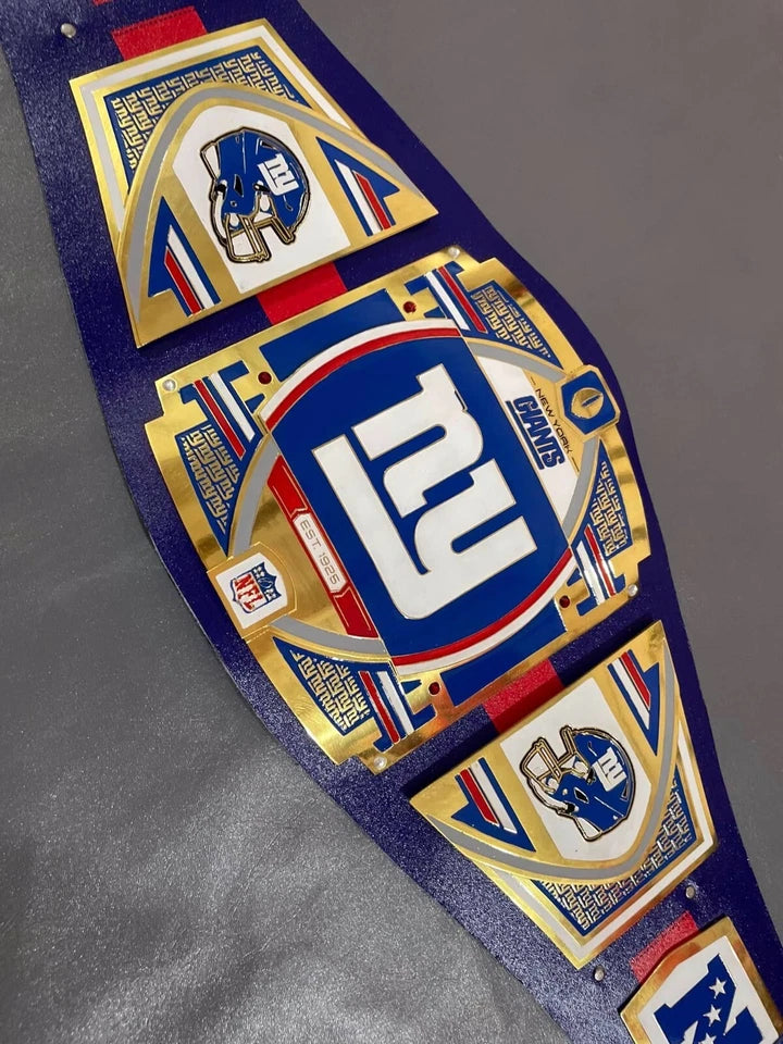 New York Giants Championship Belt 2mm Brass Plates Adult Size NFL Fan Replica