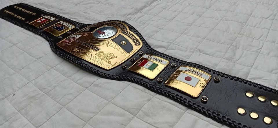 NWA DOM GLOBE WORLDS HEAVYWEIGHT CHAMPION WRESTLING BELT 4MM IN ZINC