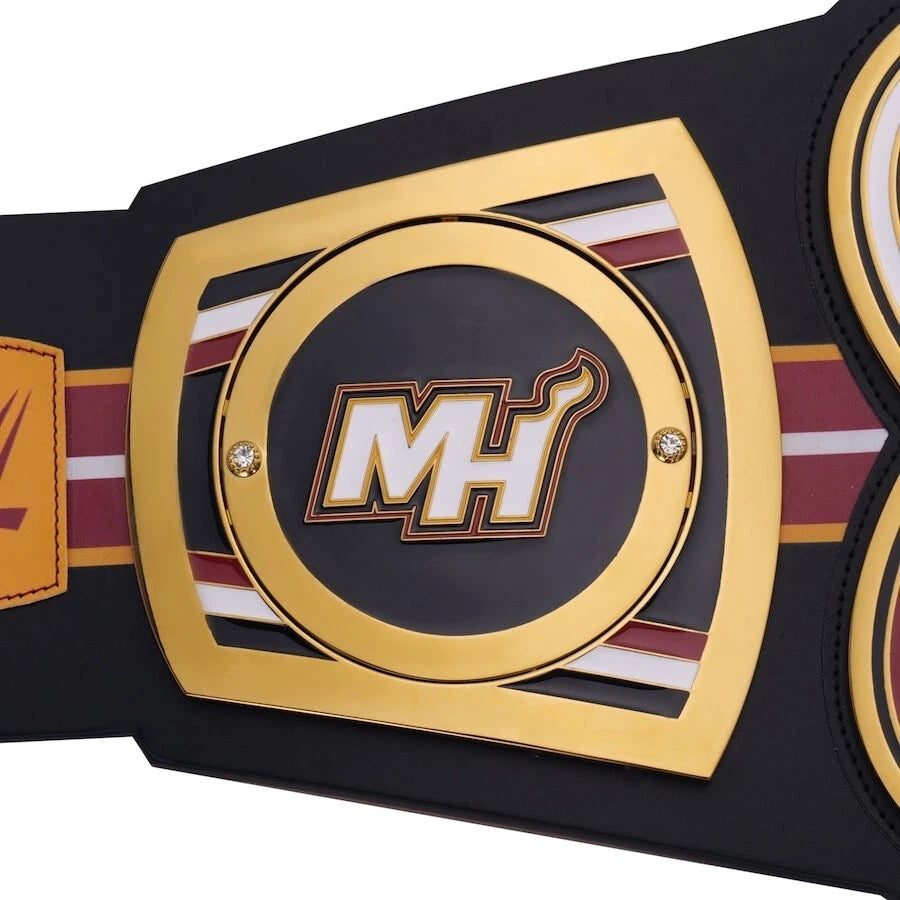 Miami Heat NBA 2mm Championship Belt Gold Plated Real Leather