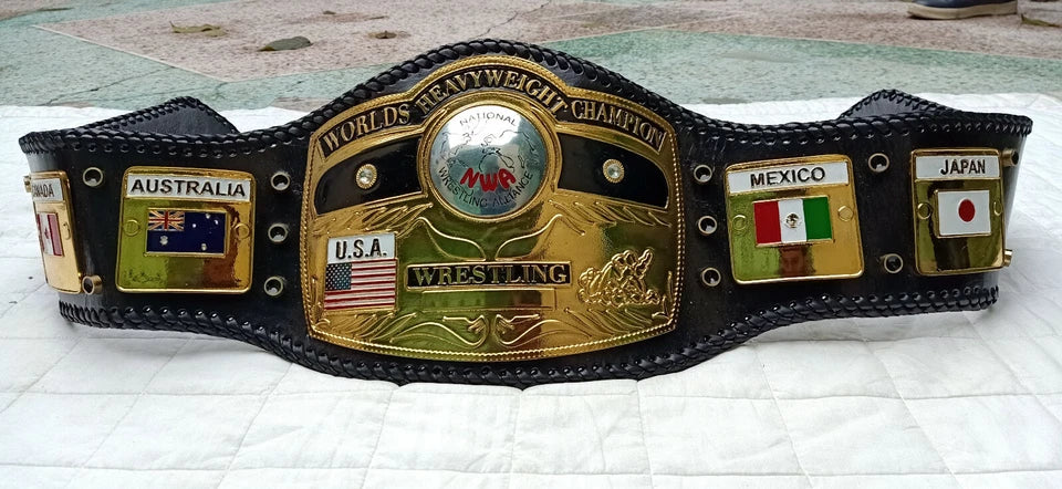 NWA DOM GLOBE WORLDS HEAVYWEIGHT CHAMPION WRESTLING BELT 4MM IN ZINC
