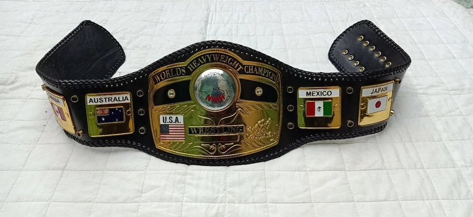 NWA DOM GLOBE WORLDS HEAVYWEIGHT CHAMPION WRESTLING BELT 4MM IN ZINC