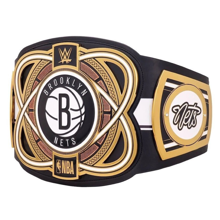 Brooklyn Nets NBA 2mm Championship Belt Gold Plated Real Leather