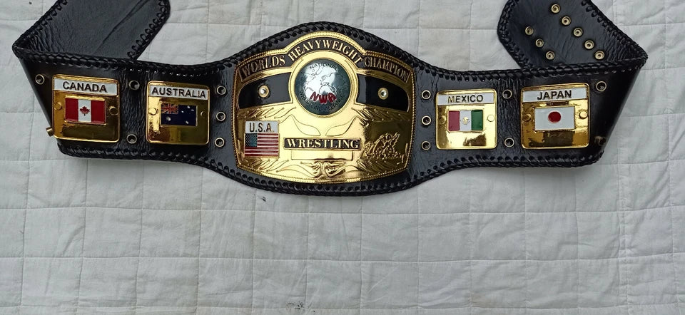 NWA DOM GLOBE WORLDS HEAVYWEIGHT CHAMPION WRESTLING BELT 4MM IN ZINC